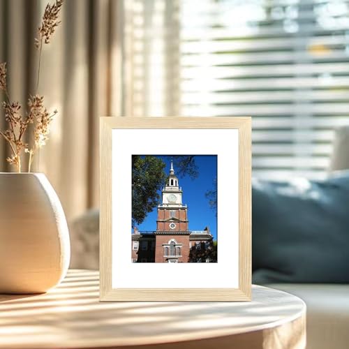 LUCKYLIFE 8x10 Picture Frame, Natural Solid Wooden Photo Frames, Display 5x7 with Mat or 8 x 10 Without Mat, Wall or Table...