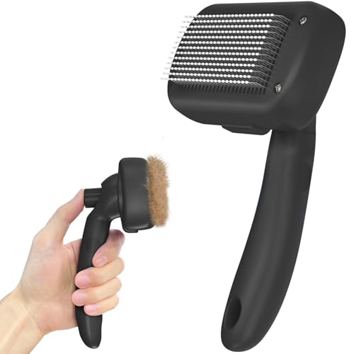 Dipoo Self Cleaning Shedding Brush - Skin Friendly Grooming Tool for Dogs, Cats, and Puppies, Deshedding and Hair Removal ...