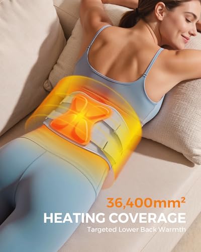 Cordless Heating Pad for Back Pain Relief, Lower Back Massager with Heat & Rechargeable Built-in Battery, Portable Wearabl...