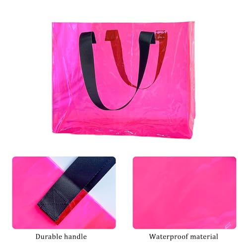 TotePrint Holographic PVC Beach Bag Waterproof - 18×13×6inch Large Clear Tote for Women Men Pool Travel Sandproof Carry All