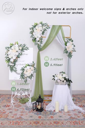 Odouzy Pack of 2 Wedding Arch Decorations Artificial Hanging Flowers Floral Swag for Wedding Welcome Sign Backdrop Balloon...