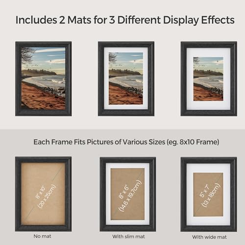 SONGMICS Picture Frames with 16 Mats, Set of 10 Collage Photo Frames, Two 8x10, Four 5x7, Four 4x6 Frames, Hanging or Tabl...