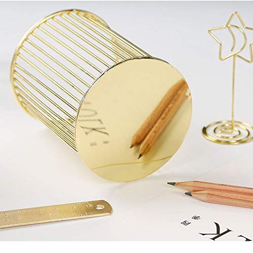HSYMQ Gold Metal Pen Holder for Desk, Makeup Brushes Cup, Pencil Holders, Office&Home Organizer