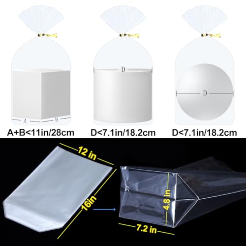 ZIMCEMS 50Pcs 12X16 inch Bottom Gusset Bags Clear Cellophane Gift Wrap Wrapping Plastic Large Cello Bags for Party Favors ...