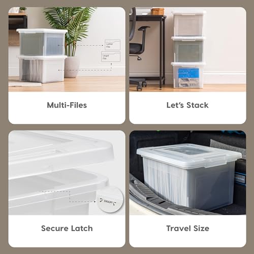 IRIS USA File Box, Plastic File Boxes With Lids, Document Organizer for Letter/Legal File, Document Box, Storage Bin For H...