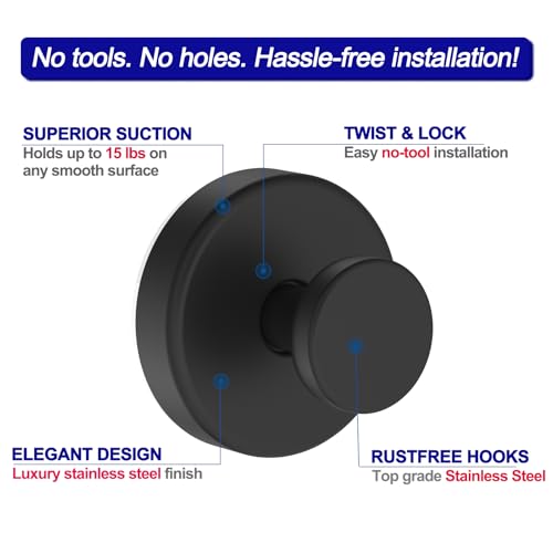 Bntuk Suction Cup Hooks for Shower, Removable Towel Hooks for Bathroom Window Glass Door Wall, Bath Robe Looafh Wreath Hoo...