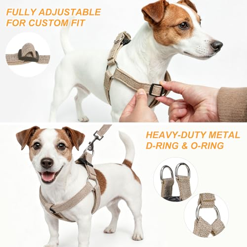BEAUTYZOO No Pull Linen Dog Harness and Leash Set - Adjustable Step-in Puppy Harness for Small Medium Large Dogs, Escape P...
