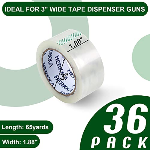 HERKKA Clear Packing Tape, 36 Rolls Heavy Duty Packaging Tape for Shipping Packaging Moving Sealing, Thicker Clear Packing...