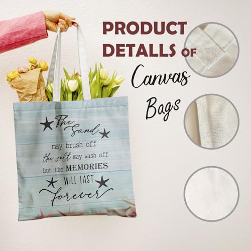 YRDBGHZDF Rustic Coastal Beach Tote Bag, Beach Lover Gifts Canvas Tote Bags for Women, Ocean Themed Gifts, the Sand May Br...
