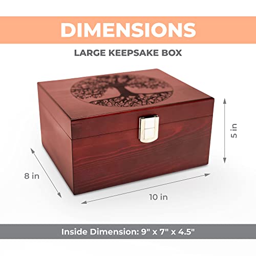 Blake & Lake Tree of Life Large Wooden Decorative Box - Wooden Keepsake Box with Hinged Lid and Metal Latch Wood Storage B...