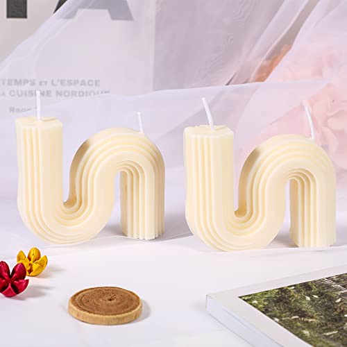 Tondiamo 2 Pcs Aesthetic Candles Twist Shaped Aesthetic Candles Cool S Shape Minimalist Geometric Shaped Soy Wax Scented A...