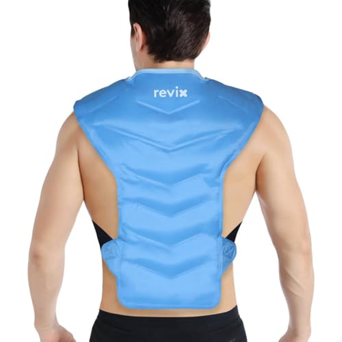 REVIX Large Ice Pack for Shoulder and Back with Straps, Reusable Full Back Ice Pack Wrap Cold Compression Therapy for Disc...