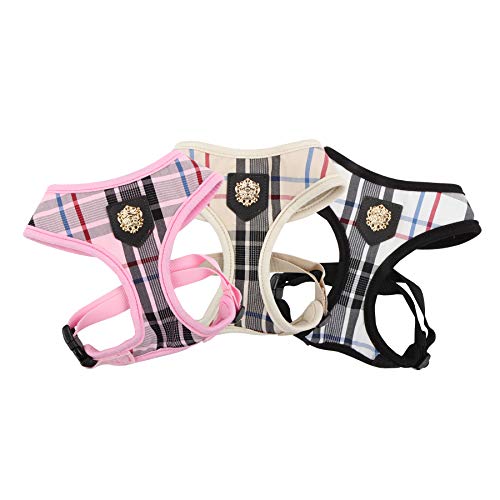Puppia Junior Over-The-Head Dog Harness Checkered Pattern No Choke No Pull Adjustable Chest Belt Walking Training for Smal...