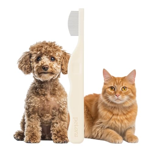 [petora] BRUSH ON ME Gentle Facial & Eye Comb for Dogs & Cats | Smooth & Stress-Free Tear Stain Remover | Fine-Tooth Groom...