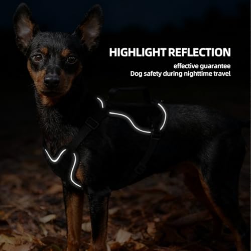 Tactical Dog Harness and Leash Set for Small Dogs - Military Puppy Vest Harness with Patches Vertical Handle Reflective Pe...