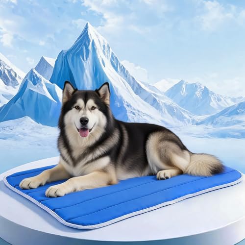 Dog Cooling Mat, Cold Memory Sponge Cooling Mat for Dog,Foldable Crate Pet Bed & Non-Slip, (Q-Max > 0.45) Long-Lasting Coo...