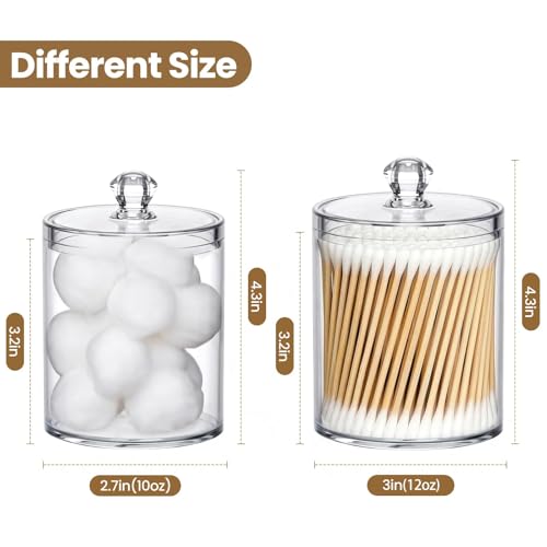 MateeyLife Qtip Holder 6 Pack, Acrylic Q-tip Dispenser for Cotton Pads, Swabs, Balls, Storage Containers for Organizing, C...