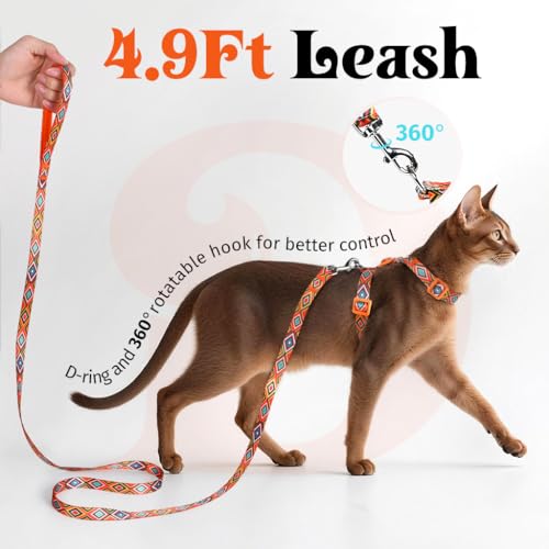 Dooradar Cat Harness and Leash, Escape Proof Adjustable Kitten Vest, Lightweight Soft Pet Straps, Easy Wearing for Small M...