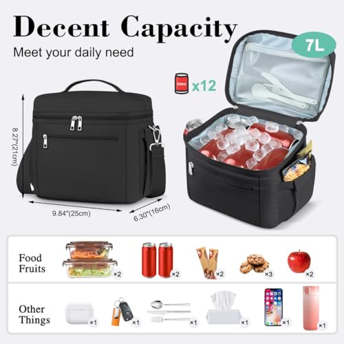 DALINDA Insulated Lunch Bag Lunch Box for Women Men,Leak-Proof Cooler Bag Lunchbox Lightweight for Work Picnic,Study,Beac...