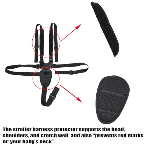Universal 5 Point Adjustable Baby Seat Chest Harness for Child Seats, with Baby Shoulder Strap and Crotch Harness Pads for...
