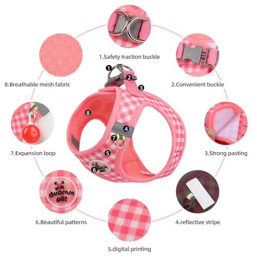 Soft Mesh Dog Harness and Leash Set, Step-in Escape Proof Vest Harnesses, Reflective Breathable Pet Harness Adjustable Pla...