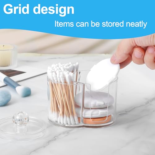 Gsbnjuy Cotton Swab Holder Dispenser Dual-Compartment Cotton Organizer Clear Vanity Canister with Removable Dustproof Lid ...