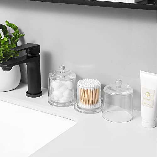 rejomiik 2 Pack Qtip Holder Thick Glass Apothecary Jars with Lid for Bathroom Accessories Vanity Organizers and Makeup Sto...