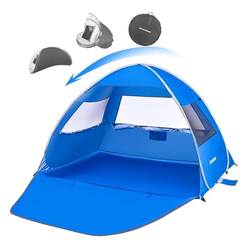 EchoSmile Pop Up Beach Tent for 4 Person Family, UPF 50+ Sun Shelter & Waterproof Beach Shade, Automatic Easy Setup Portab...