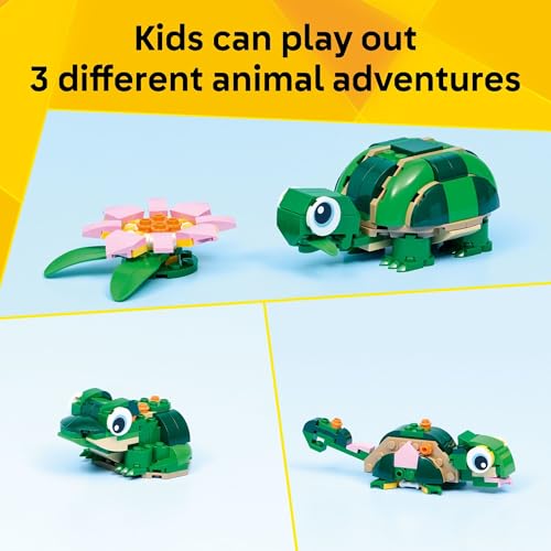 LEGO Creator 3 in 1 Turtle with a Water Lily Flower Building Toy for Girls & Boys - Kids Build a Chameleon, Frog, or Turtl...