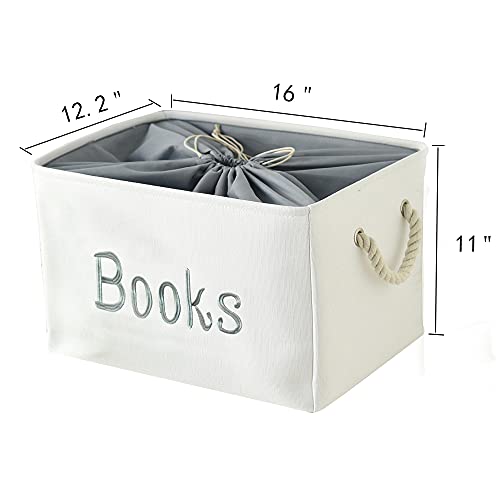 INough Book Basket for Kids Room, Book Storage Basket Book Organizer for Nursery Room Classroom Library Book Storage Box C...