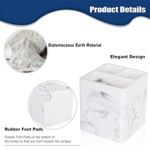 Diatomite Toothbrush Holders for Bathrooms, Electric Toothbrush and Toothpaste Holder 3 Slots Tooth Brush Organizer for Ba...