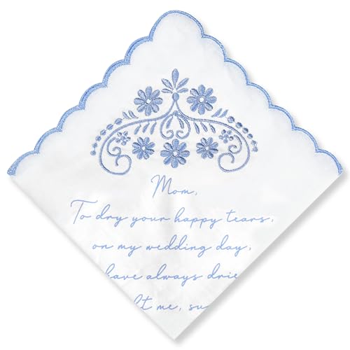 WeddingGiftsWedding Wedding Embroidered Handkerchief, Father&Mother Of The Bride Gifts, Something Blue Wedding Gift