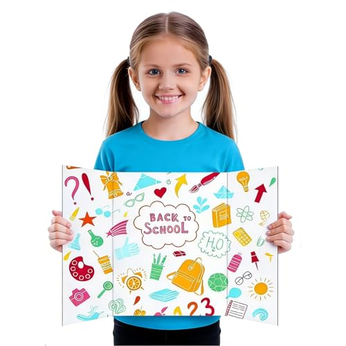 LonlyEagle Trifold Poster Board, 24" x 16", 3-Pack, White Corrugated Project Boards for Science Fairs, School Projects, Ev...