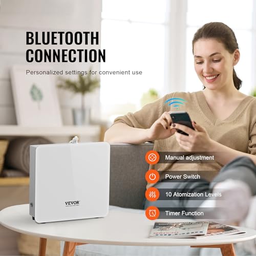 VEVOR Scent Air Machine for Home, 480ml Bluetooth Smart Essential Oil Diffuser with Cold Air Tech, Waterless Scent Diffuse...