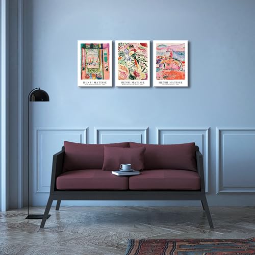 Wieco Art Canvas Wall Art 3 Piece Henri Mattise Art Abstract Colorful Matisse Posters Canvas Prints for Wall and Home Offi...