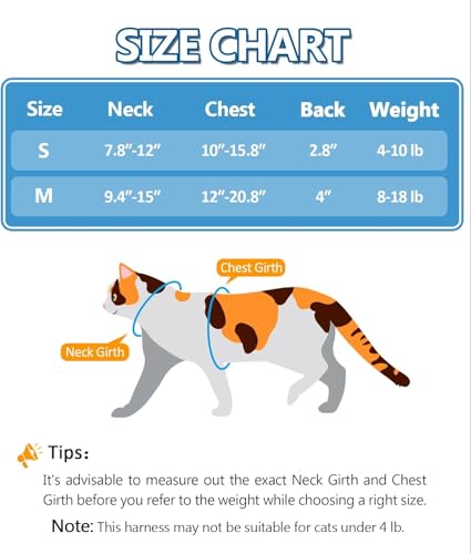 Halypet Cat Harness and Leash Set, Escape Proof [3 in 1 Adjustable & Lightweight] Cat Harness, Soft Comfortable Kitten Har...