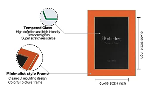VIOLABBEY 4x6 Picture Frames Set of 4, Colorful Photo Frame of Modern Style, High Definition Tempered Real Glass, Wall Mou...