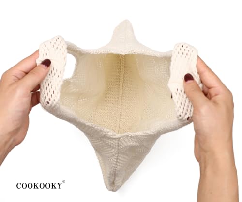 COOKOOKY Crochet Beach Tote bag Summer Beach Bag for Women Aesthetic Mesh Tote Bag Hippie Bag Knit Bag