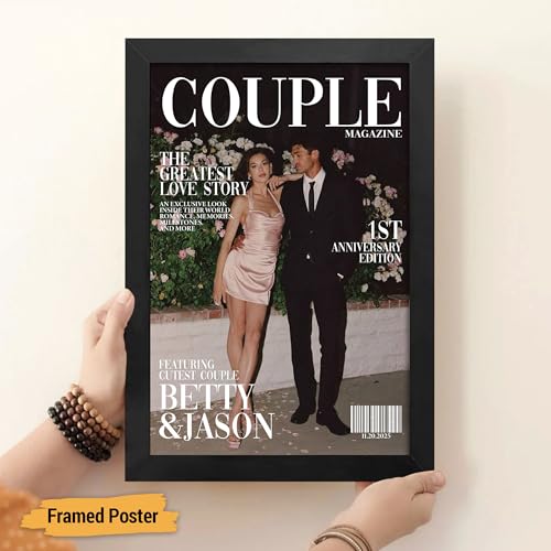 Personalized Couple Magazine Cover with Photo – Custom COUPLE Poster, Anniversary Engagement Valentines Gift for Him Her, ...