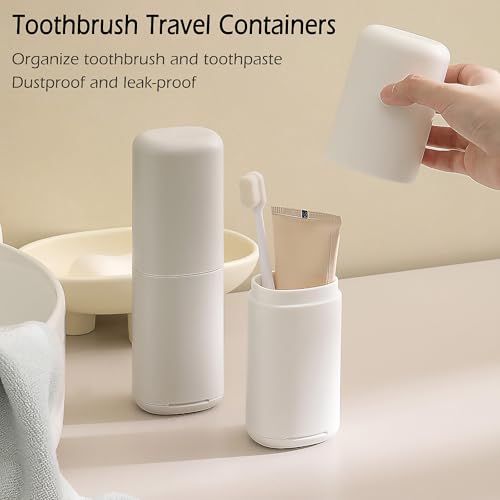 Portable Travel Toothbrush Case with Gargle Cup - Hard Shell Toothbrush Holder & Toothpaste Container, Detachable Bottom f...