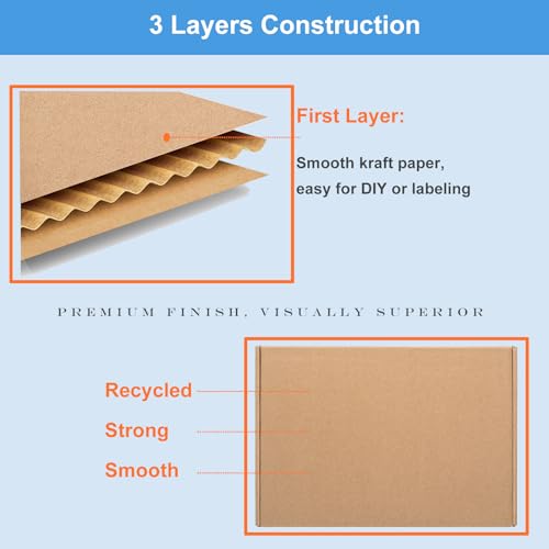 Wowxyz Shipping Boxes 12x9x2" 30 Pack - Brown Corrugated Cardboard Mailing Box for Small Business, Kraft Medium Literature...