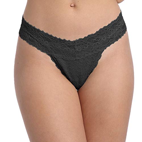 WKFIINM Pack 6 High Waisted Lace Thong for Women Cotton Underwear Plus Size High Rise Retro Tummy Control Thongs Panties