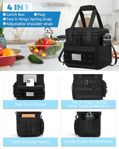 holuxer Tactical Lunch Bag & Lunch Box for Men - Large Double Deck Expandable Insulated Soft Adult Lunchbox for Work - Coo...