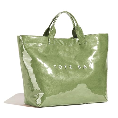 BBIQI PVC Tote Bag for Women Waterproof Plastic Summer Tote Letter Print Hobo Handbag for Beach, Pool, Picnic, Travel & Gift