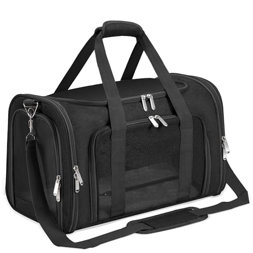 Soft-Sided Cat/Dog/Pet Carrier, Collapsible Pets Travel Carriers for Big Cats/Small Dogs with Shoulder Strap & Removable M...