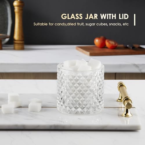 ALAMHI Q tip and Cotton Ball Holder Glass Apothecary Jar with lid, Small Bathroom Vanity Organizer and Storage Qtip Jar fo...