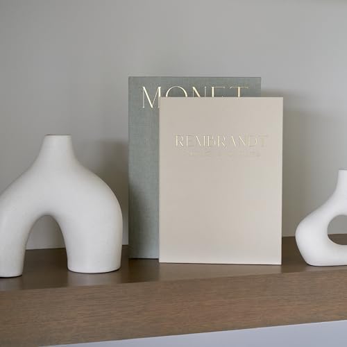 ZICOTO Set of 2 Beautiful Decorative Linen Books - Aesthetic Faux/Fake Books for Modern Home Decoration on Coffee Table, B...