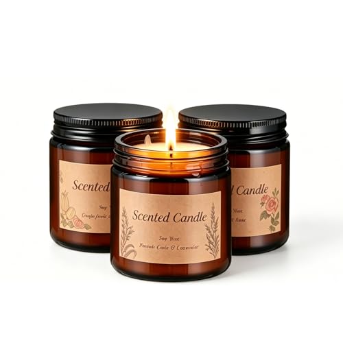 VOTTOUCC Scented Candles Gift Set - Wellness Gifts for Mom - Natural Soy Wax Aromatherapy Candle Trio for Stress Relief, M...