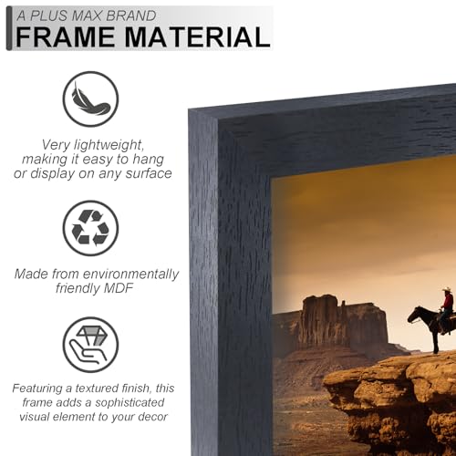 A PLUS MAX 8x10 Picture Frame Set of 2, Black Engineered Wood Frame for 8 x 10 Inch Picture Poster Photo, Light Weight 8 b...