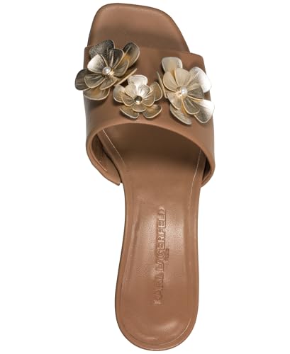 KARL LAGERFELD Women's Sandreea Block Heeled Sandal With Flower Embellishments